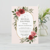 エレガント水彩ピンクフローラブライダルシャワー 招待状 (スタンド正面)