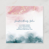 エレガント水彩ピンクブルー金ゴールドアルコールインク スクエア名刺 (裏面)