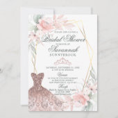 エレガント水彩ピンクローズブライダルシャワー 招待状 (正面)