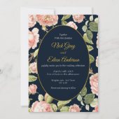 エレガント水彩ピンクローズ結婚式招待状 招待状 (正面)