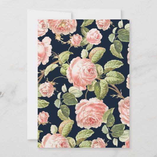 エレガント水彩ピンクローズ結婚式招待状 招待状 (裏面)