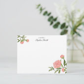 エレガント水彩ピンク牡丹フラワーフラット サンキューカード (スタンド正面)