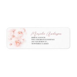 エレガント水彩ピンク花ブライダルシャワー ラベル