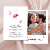 エレガント水彩ピンク花ブライダルシャワー 招待状