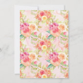 エレガント水彩ピンク金ゴールドフローラブライダルシャワー 招待状 (裏面)