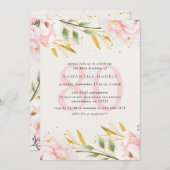 エレガント水彩ピンク&金ゴールド80th誕生日パーティー 招待状 (正面/裏面)