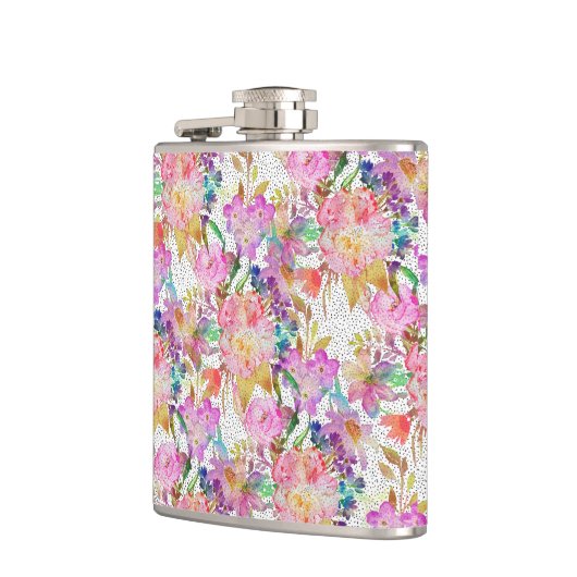 エレガント水彩フローラ及び点々のある筆画 フラスク (左)