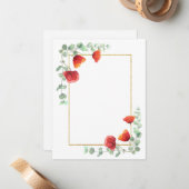 エレガント水彩フローラ縁どポピー文房具 ノートカード (正面/裏面インサイチュ)