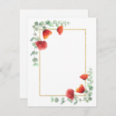 エレガント水彩フローラ縁どポピー文房具 ノートカード (正面/裏面)