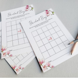 エレガント水彩マグノリアブライダルシャワービンゴ チラシ