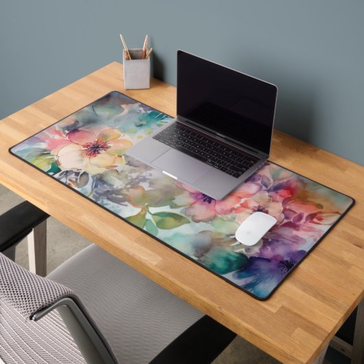 エレガント水彩ヴィンテージ花模様 デスクマット (オフィス2)