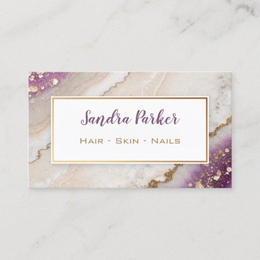 エレガント水彩及びフェイク金ゴールド箔 名刺 (正面)