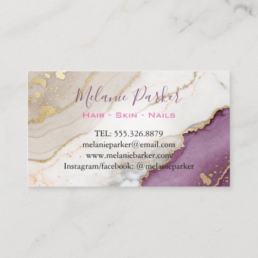 エレガント水彩及びフェイク金ゴールド箔 名刺 (裏面)