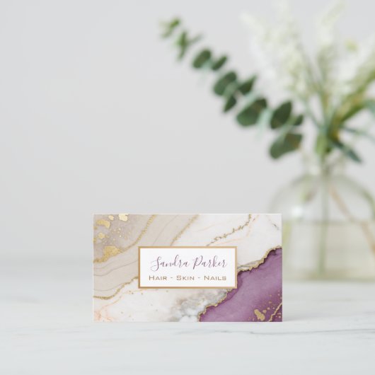 エレガント水彩及びフェイク金ゴールド箔 名刺 (スタンド正面)