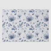 エレガント水彩埃の青い花の模様 薄葉紙 (正面)
