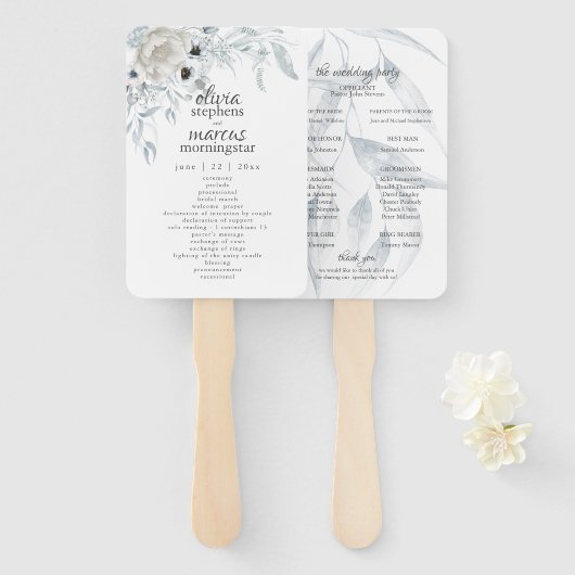 エレガント水彩塵青フローラ計画 ハンドファン (正面&裏面)