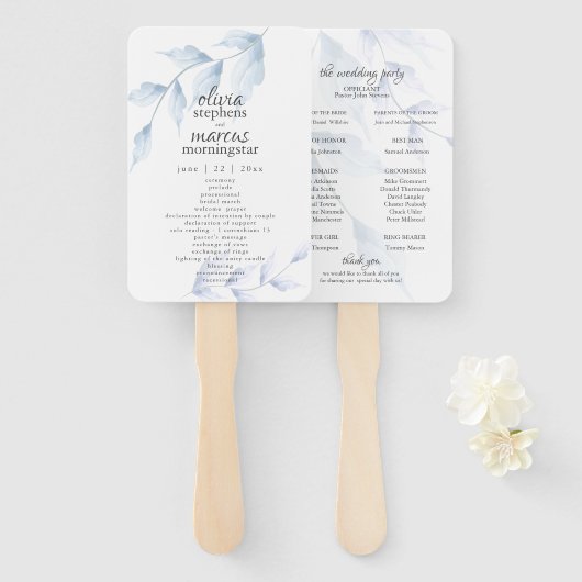 エレガント水彩塵青フローラ計画 ハンドファン (正面&裏面)