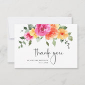 エレガント水彩明るい花のフローラ結婚ズ サンキューカード (正面)
