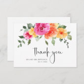 エレガント水彩明るい花のフローラ結婚ズ サンキューカード (正面/裏面)