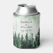 エレガント水彩松パーソナライズされた林 缶クーラー (缶正面)