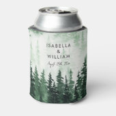 エレガント水彩松パーソナライズされた林 缶クーラー (缶裏面)