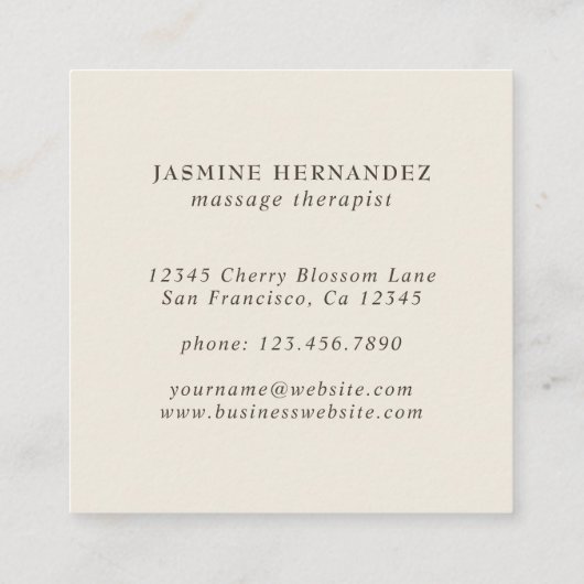 エレガント水彩桃色さくらんぼ花花 スクエア名刺 (裏面)