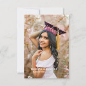 エレガント水彩桃色フローラ写真卒業 サンキューカード (裏面)