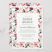 エレガント水彩桃色ブライダルシャワー 招待状 (正面/裏面)