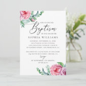 エレガント水彩桃色ボーホガーデンフローラ洗礼 招待状 (スタンド正面)