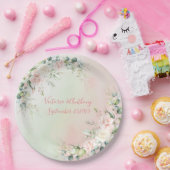 エレガント水彩桃色赤面フローラ結婚ズ ペーパープレート (パーティー)
