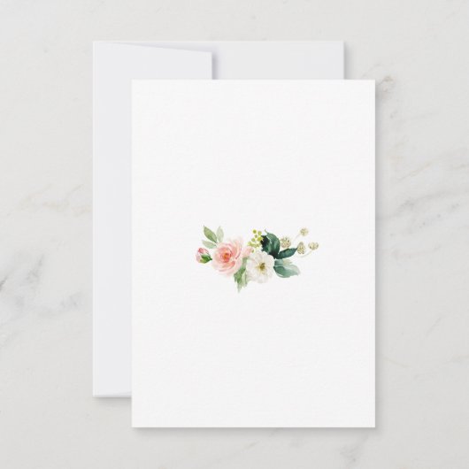 エレガント水彩桃色赤面結婚花 出欠カード (裏面)