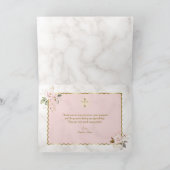 エレガント水彩桃色金ゴールド花洗礼 サンキューカード (内部)