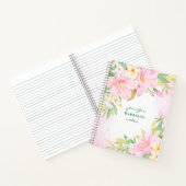 エレガント水彩植物性ピンクリリーフローラ ノートブック (内部)