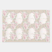 エレガント水彩牡丹とバラフローラ結婚 ラッピングペーパーシート (正面3)