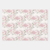 エレガント水彩牡丹とバラフローラ結婚 ラッピングペーパーシート (正面2)