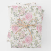 エレガント水彩牡丹とバラフローラ結婚 ラッピングペーパーシート (インサイチュ)