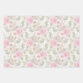 エレガント水彩牡丹とバラフローラ結婚 ラッピングペーパーシート (正面)