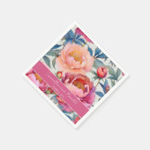 エレガント水彩牡丹結婚花 スタンダードカクテルナプキン (角)
