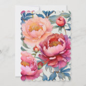 エレガント水彩牡丹結婚花 招待状 (裏面)