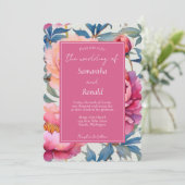 エレガント水彩牡丹結婚花 招待状 (スタンド正面)