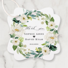 エレガント水彩白い花リース結婚ズ フェイバータグ