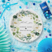 エレガント水彩白い花リース結婚ズ ペーパープレート (パーティー)