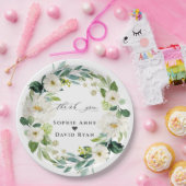 エレガント水彩白い花リース結婚ズ ペーパープレート (パーティー)