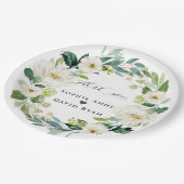 エレガント水彩白い花リース結婚ズ ペーパープレート (アングル)