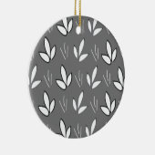 エレガント水彩白い花灰色 セラミックオーナメント (右)