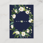 エレガント水彩白フローラダークブルー詳細 エンクロージャーカード (裏面)