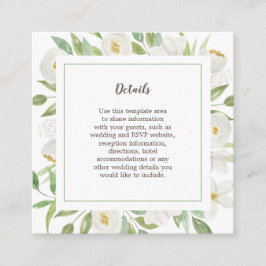 エレガント水彩白フローラ結婚詳細 エンクロージャーカード