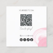 エレガント水彩筆画赤面ピンクアイQR スクエア名刺 (裏面)