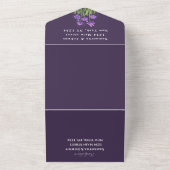 エレガント水彩紫フローラ薄紫結婚ズ オールインワン招待状 (外側)