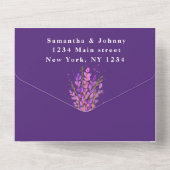 エレガント水彩紫フローラ薄紫結婚ズ オールインワン招待状 (裏面)